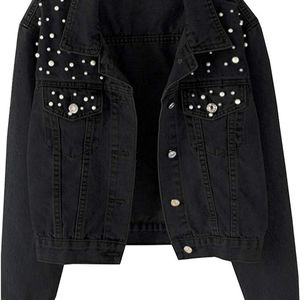 NWT Tanming Embroidered Pearl Jean Jacket